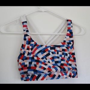 Lululemon Red and Blue Patterned Energy Sports Bra
